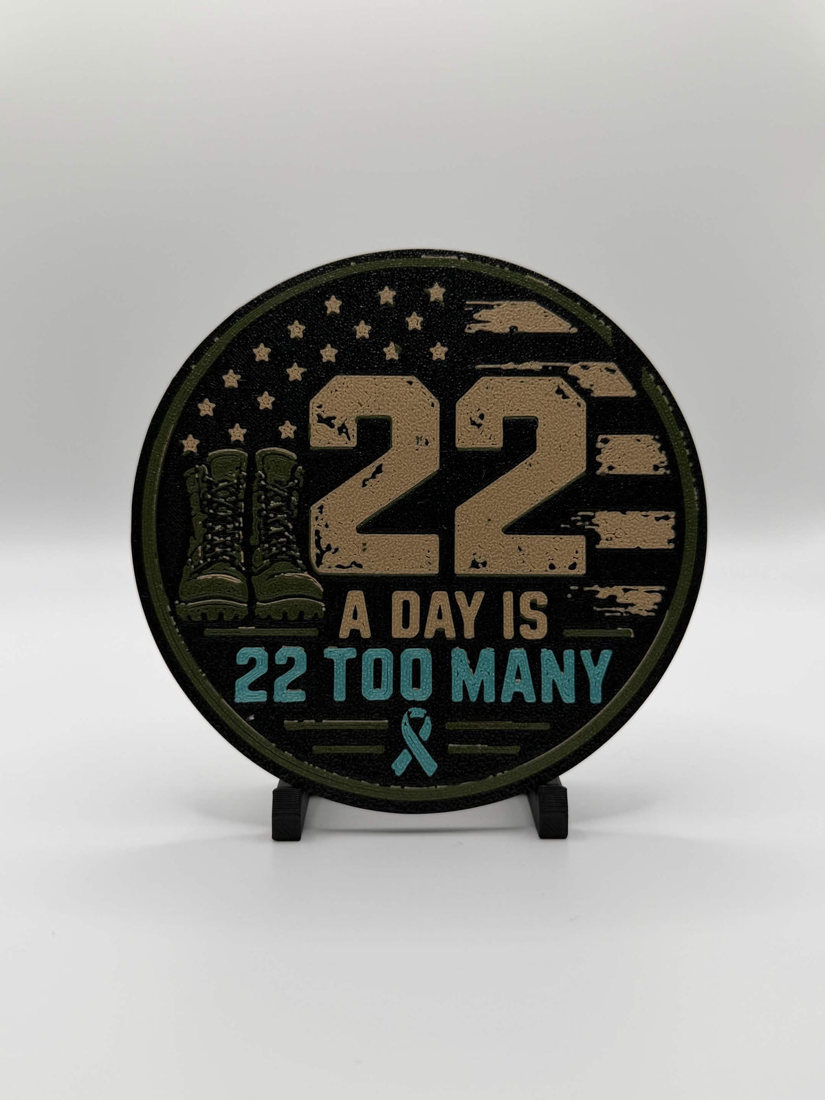 22 A Day Is 22 Too Many PTSD awareness coaster by MegaRem3D