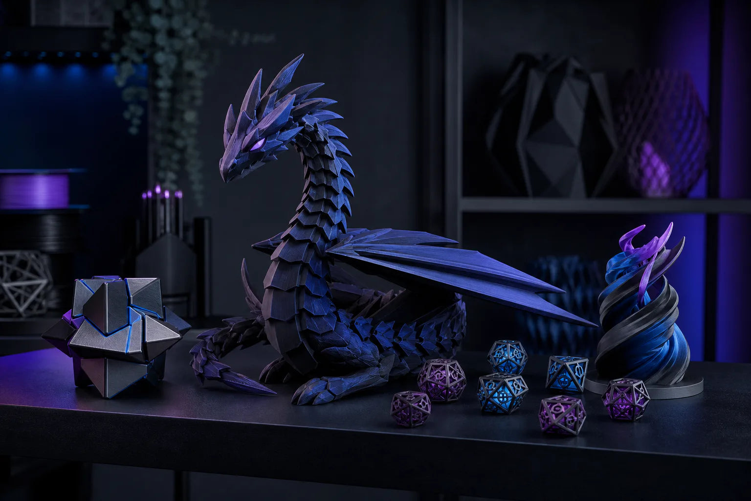 Original articulated fantasy creature, fidget, and tabletop accessories